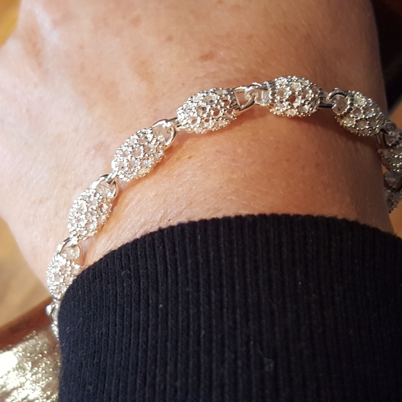 Sterling silver open weave link bracelet - Picture 2 of 4